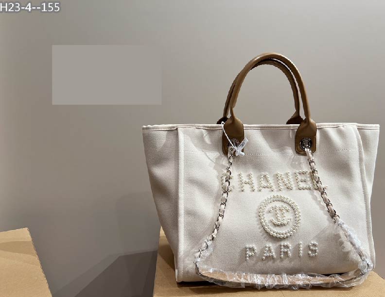 CHANEL SHOPPING BAG WITH PEARLS WHITE 38CM - Image 3