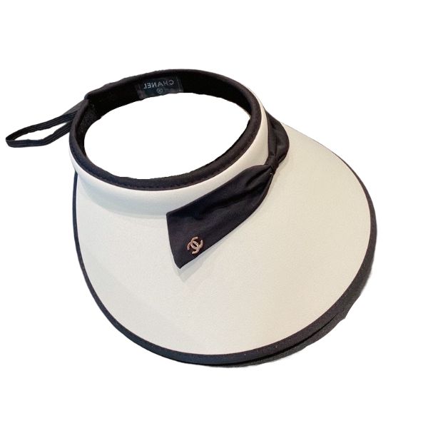 CHANEL BOW TIE VISOR HAT WHITE