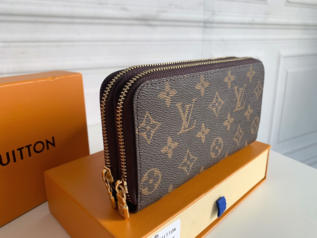 LOUIS VUITTON LONG DOUBLE ZIPPER WALLET MONOGRAM BROWN 19CM - Image 4