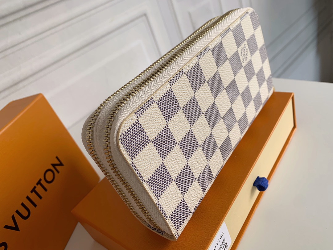 LOUIS VUITTON LONG DOUBLE ZIPPER WALLET DAMIER AZUR 19CM - Image 5