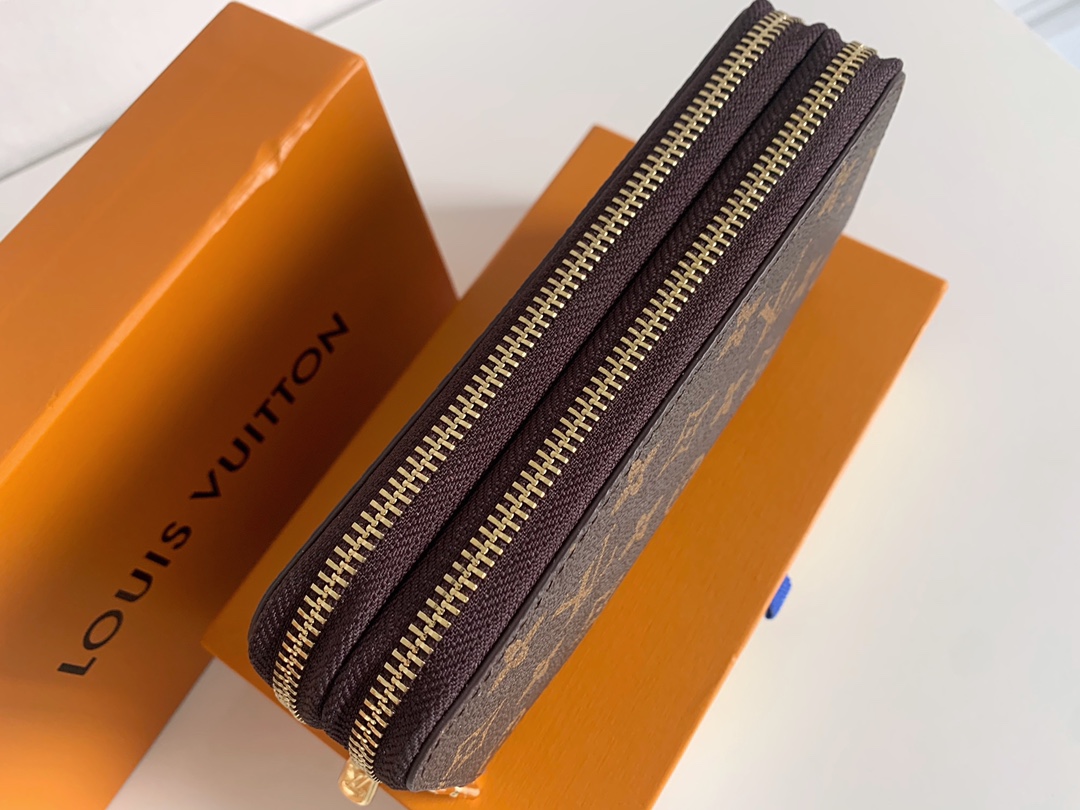 LOUIS VUITTON LONG DOUBLE ZIPPER WALLET MONOGRAM BROWN 19CM - Image 5