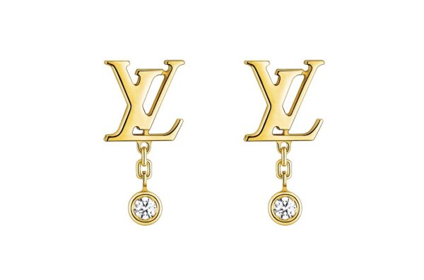 LOUIS VUITTON GOLD AND DIAMOND EARRINGS Q96495