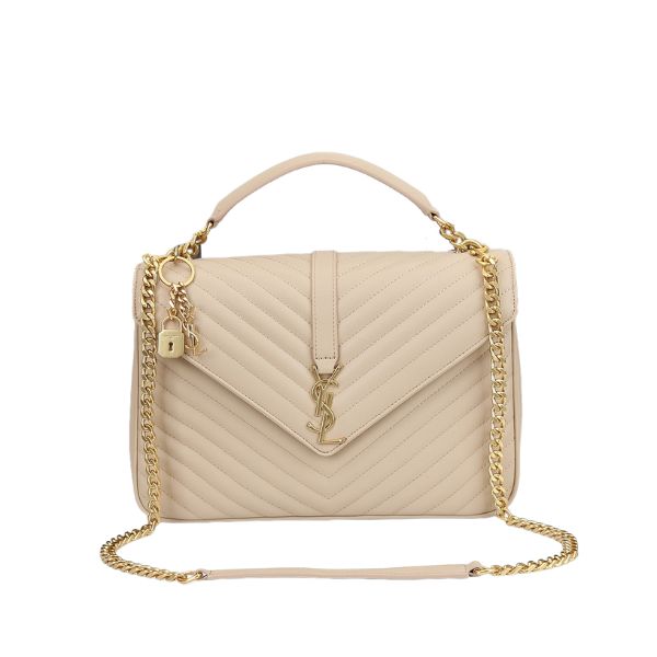 SAINT LAURENT COLLEGE LARGE CHAIN BAG BEIGE 25CM