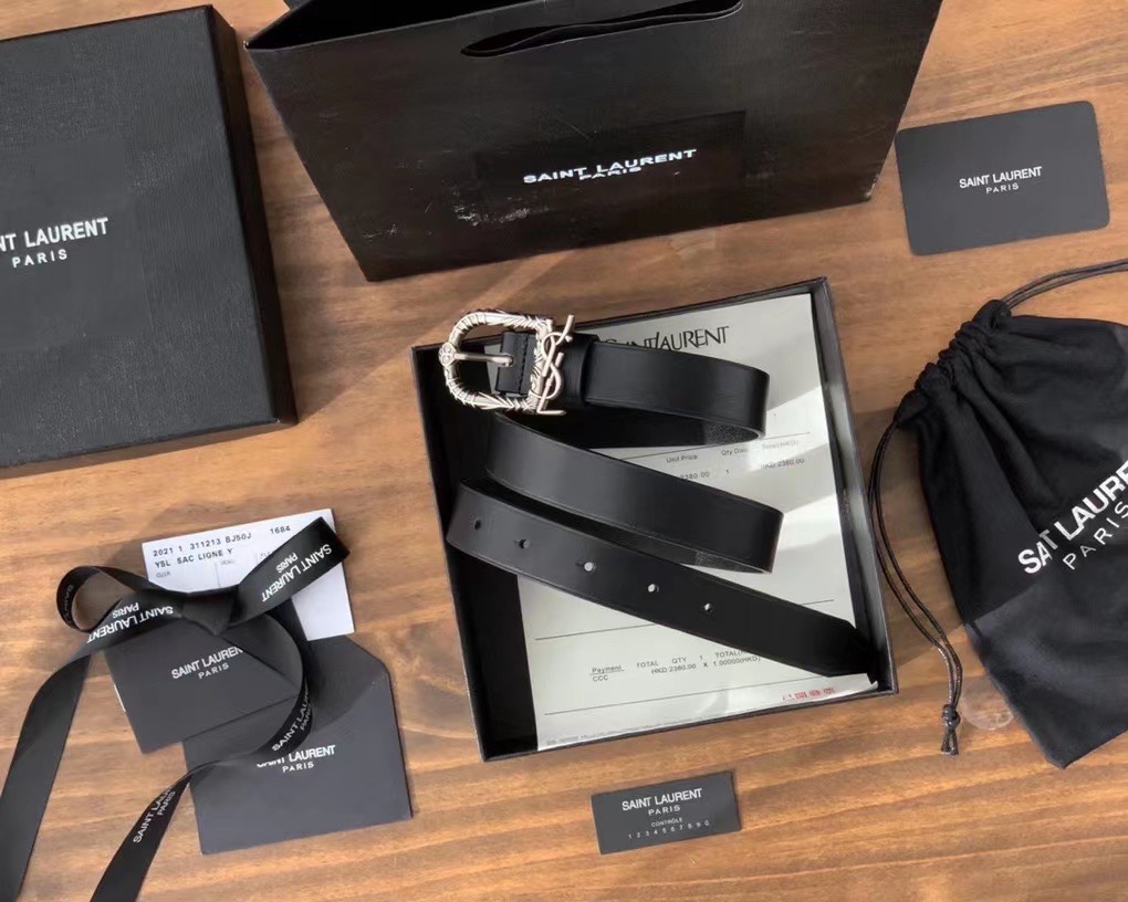 SAINT LAURENT MONOGRAM CELTIC LEATHER BLACK AND SILVER BELT 0400017970125 - Image 10