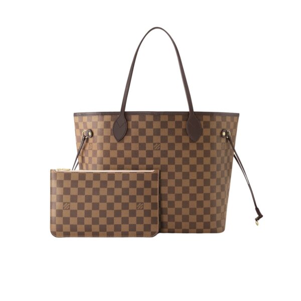 LOUIS VUITTON DAMIER EBENE NEVERFULL MM BROWN AND LIGHT PINK 32CM N41603