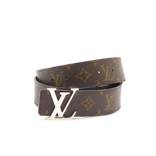 LOUIS VUITTON INITIALES REVERSIBLE MONOGRAM ECLIPSE CANVAS BELT SILVER METAL 4CM