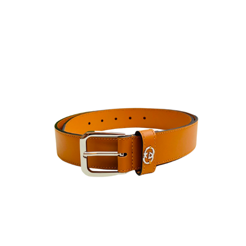 GUCCI BROWN BELT WITH SQUARE BUCKLE AND INTERLOCKING G SILVER MEATL 35MM
