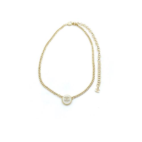 CHANEL LOGO CC NECKLACE IN GOLD METAL AND SILVER RESIN