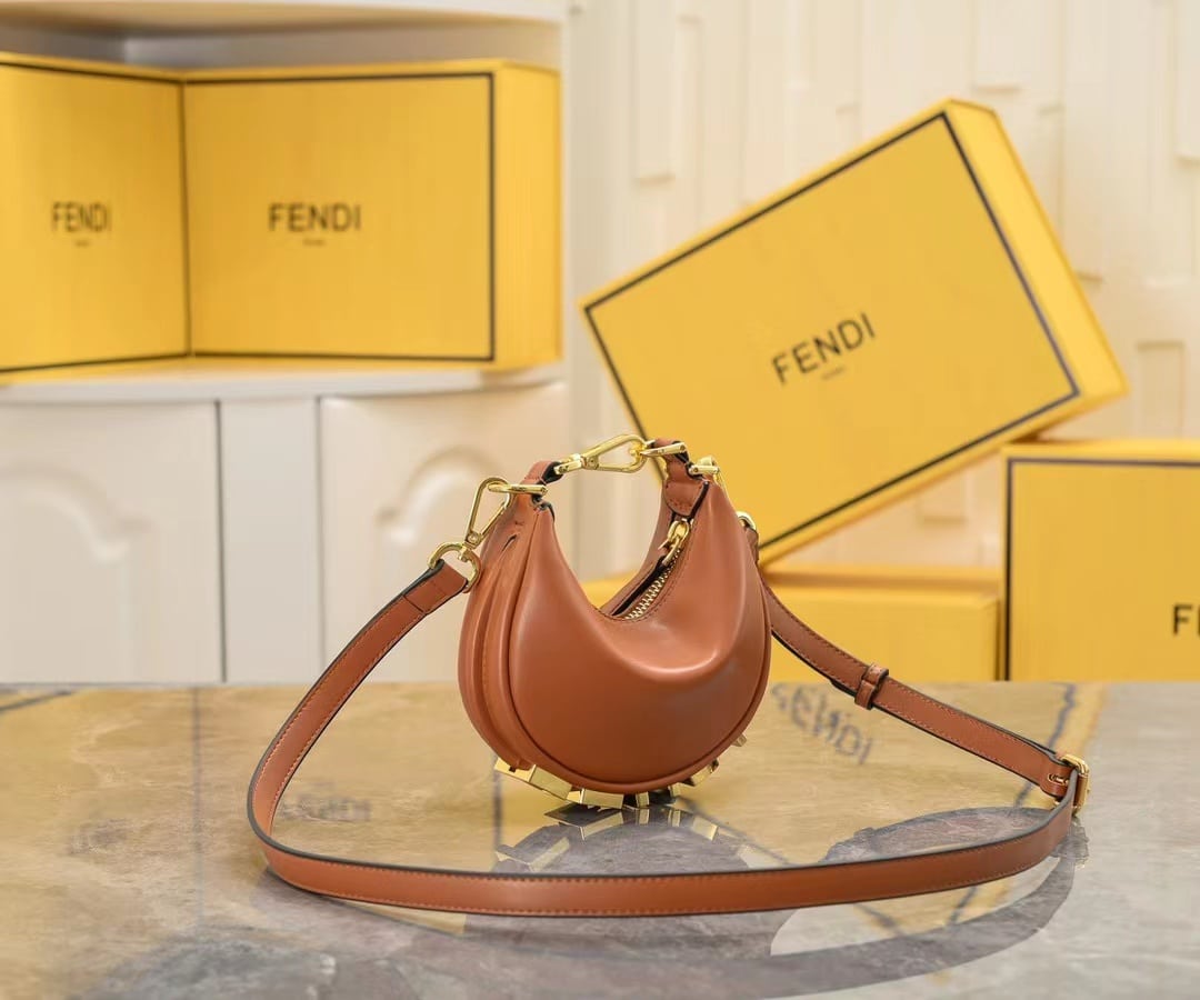 FENDI FENDIGRAPHY MINI LEATHER MINI BAG BROWN 16CM 8BS081A5DYF1MQI - Image 4