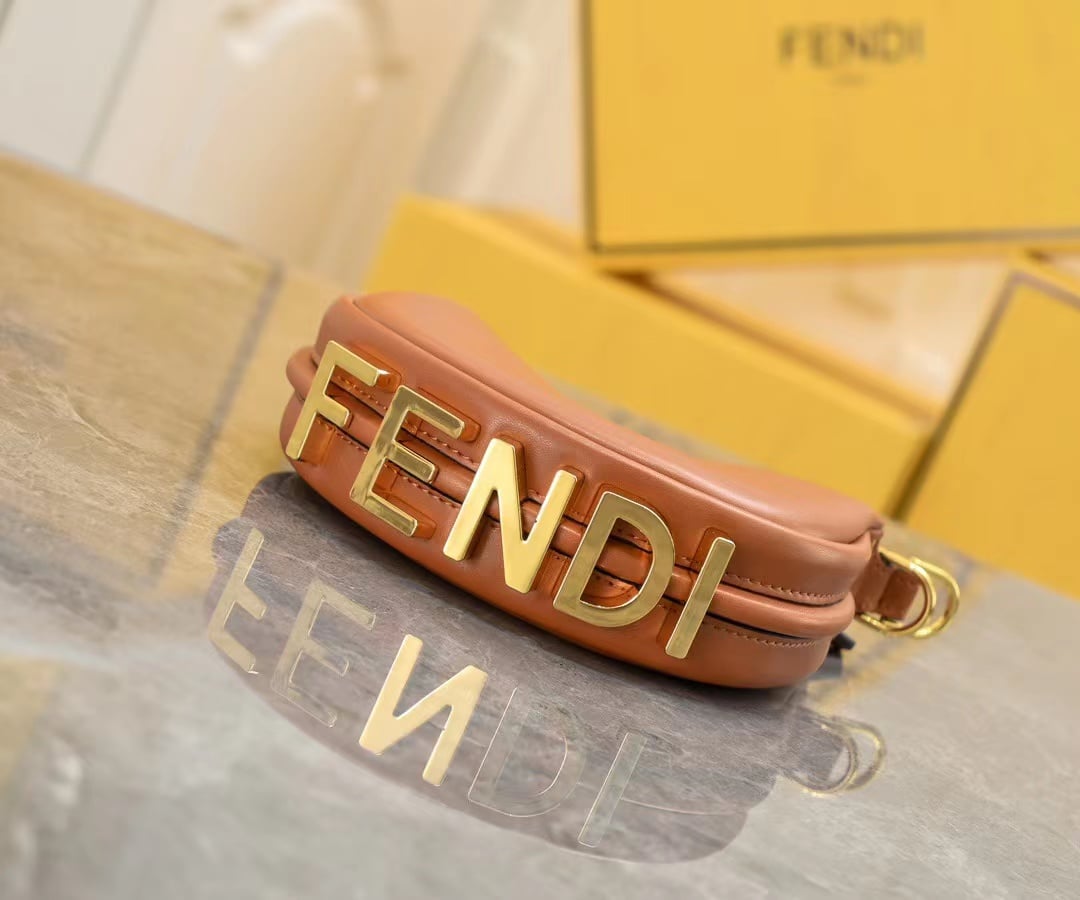 FENDI FENDIGRAPHY MINI LEATHER MINI BAG BROWN 16CM 8BS081A5DYF1MQI - Image 5