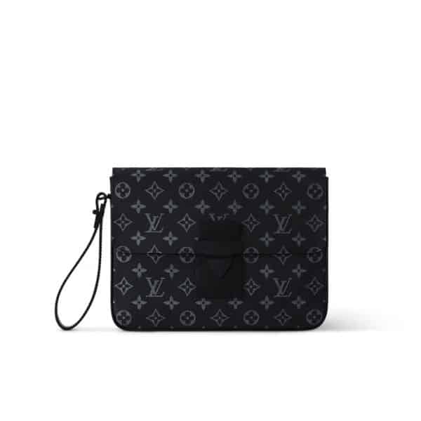 LOUIS VUITTON S LOCK A4 POUCH BLACK 28CM