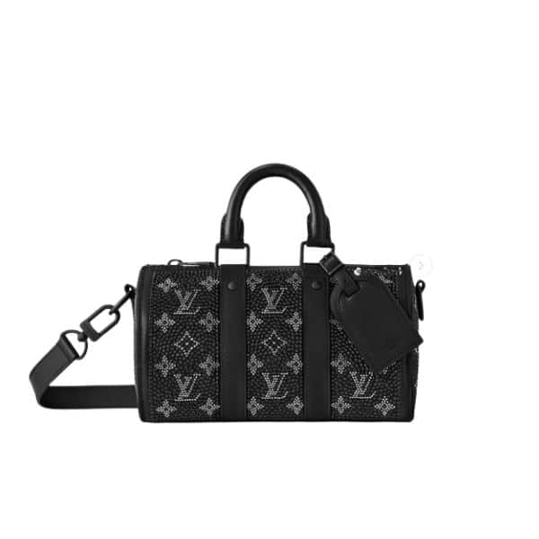 LOUIS VUITTON CRYSTAL KEEPALL BANDOULIÈRE 25 BLACK 25CM