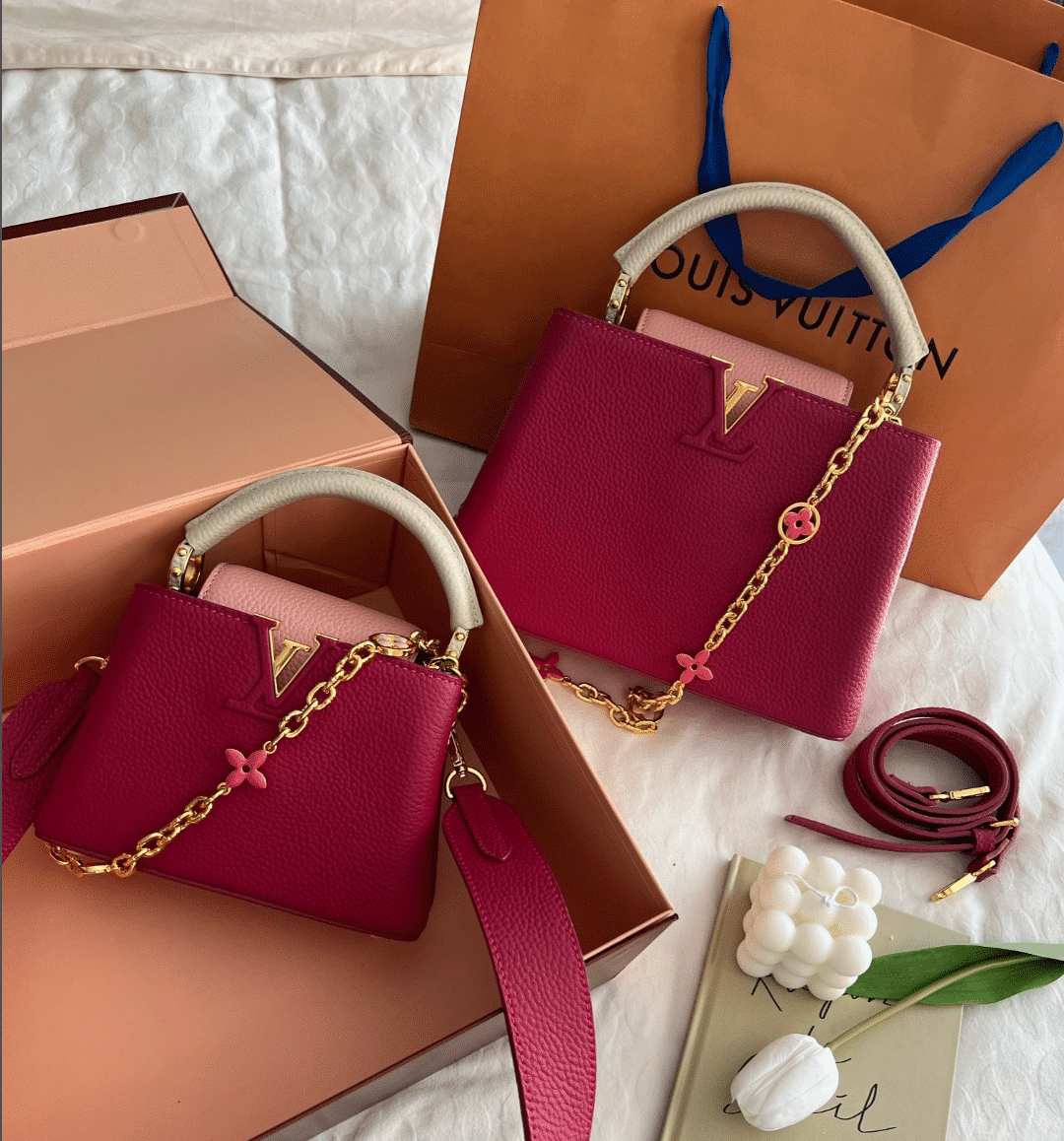 LOUIS VUITTON CAPUCINES TAURILLON DARK PINK 27CM M20845 - Image 7