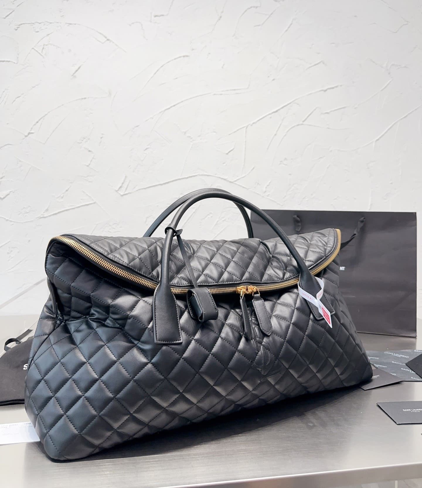 SAINT LAURENT GIANT TRAVEL BAG IN QUILTED LEATHER BLACK 55CM 736009AABK91000 - Image 2