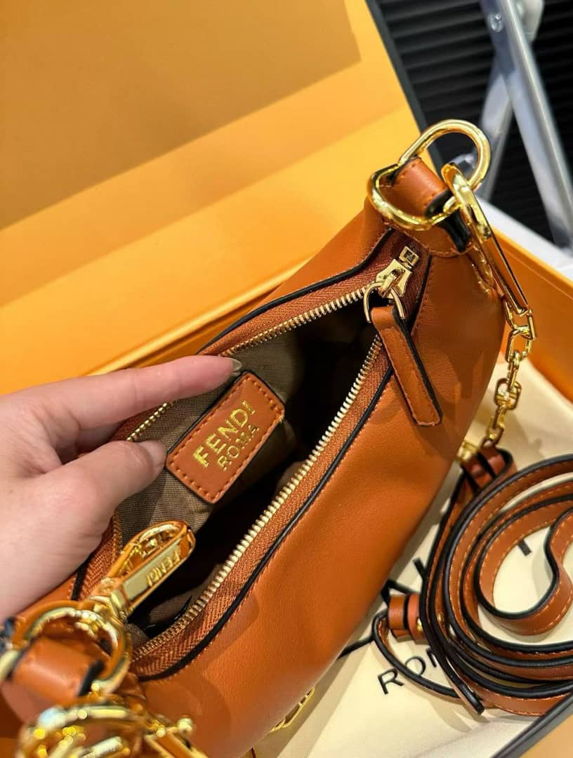 FENDI FENDIGRAPHY MINI LEATHER MINI BAG BROWN 16CM 8BS081A5DYF1MQI - Image 6