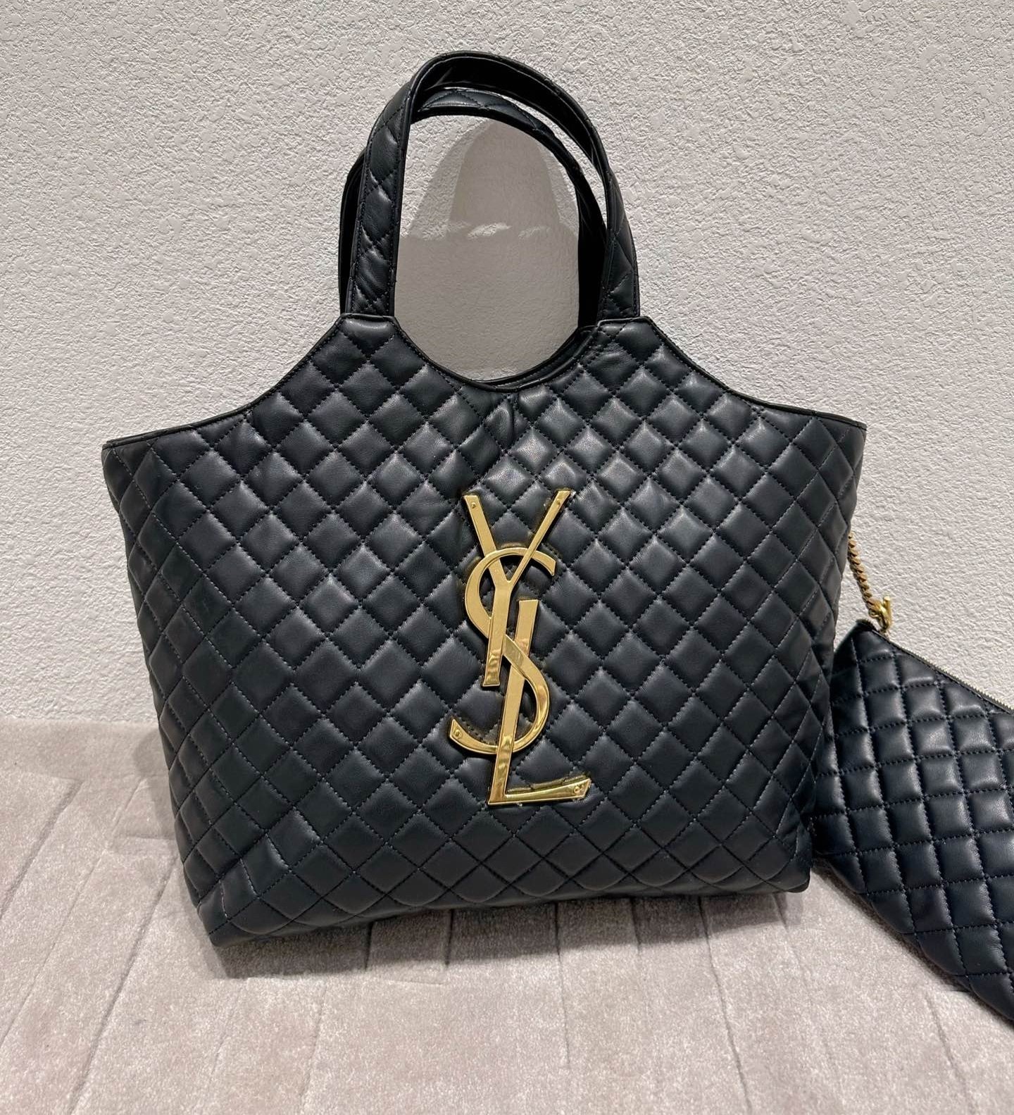SAINT LAURENT ICARE SHOPPING BAG IN QUILTED BLACK GOLD 40CM - Image 5
