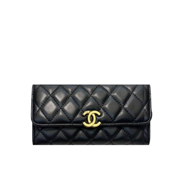 CHANEL LONG FLAP WALLET BLACK 19CM