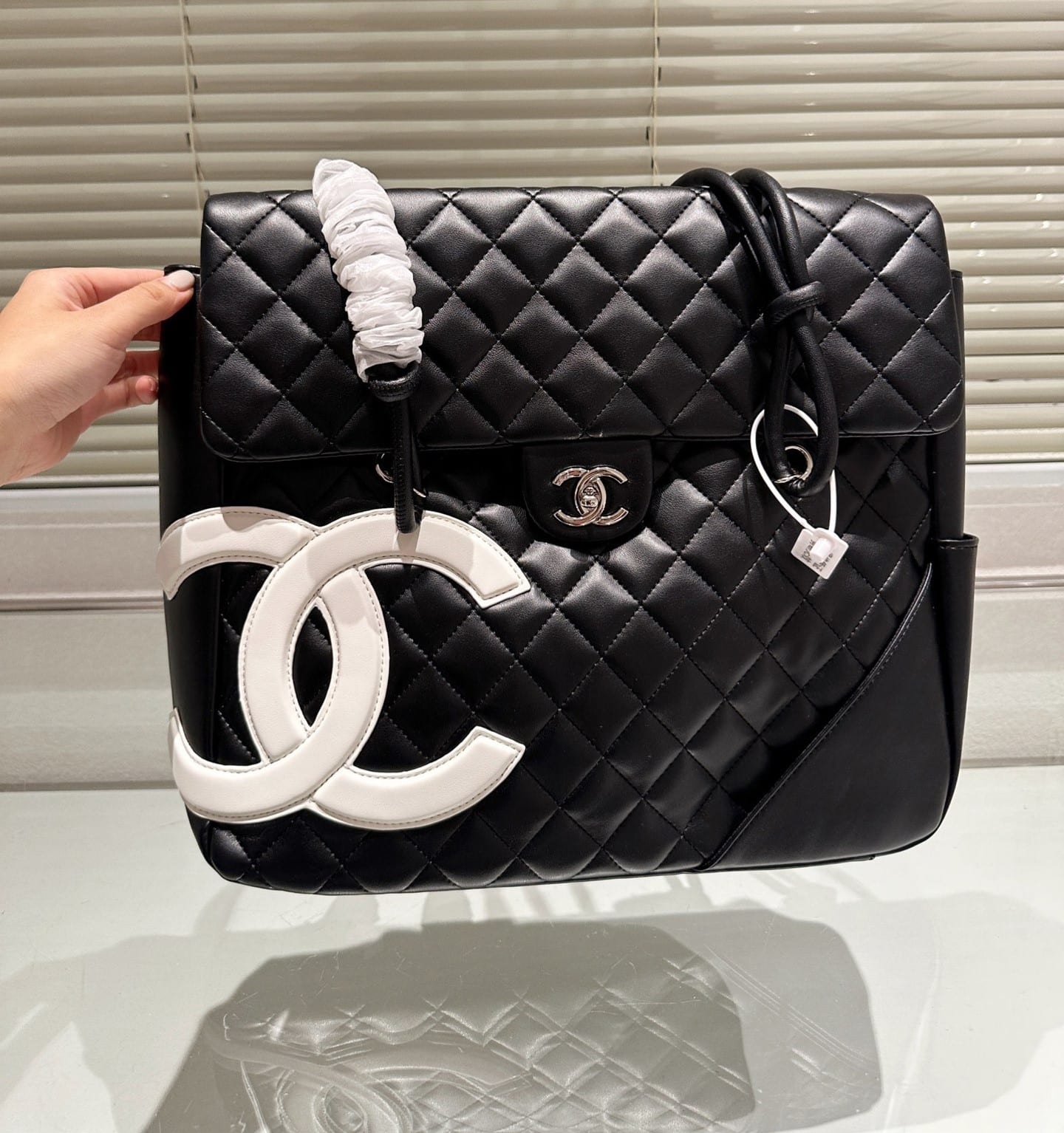 CHANEL CAMBON FLAP TOTE QUILTED LEATHER BLACK 36CM - Image 3