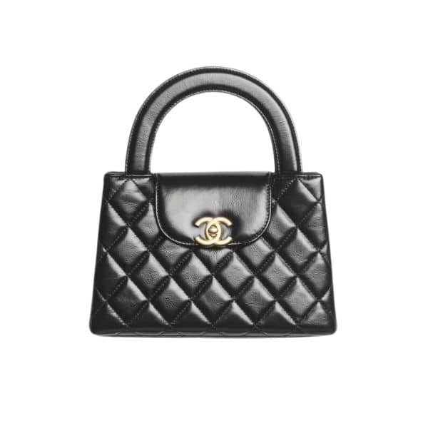 CHANEL MINI SHOPPING BAG SHINY AGED GOLD TONE METAL BLACK 22CM AS4416 B14296 94305