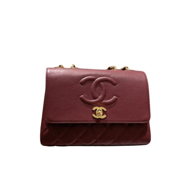 CHANEL VINTAGE FLAP BAG WINE RED 22CM