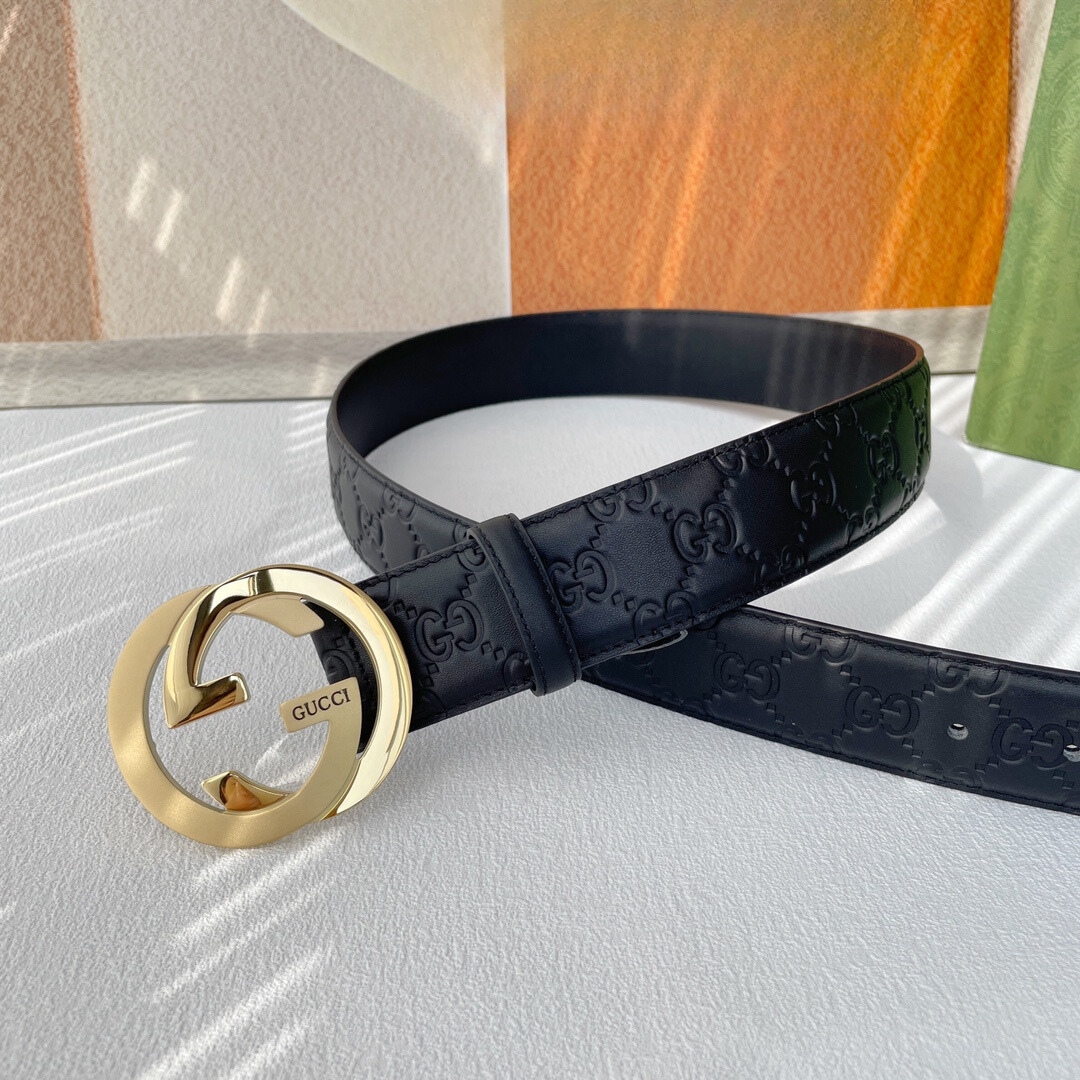 GUCCI MEN'S REVERSIBLE GG BELT GOLD HARDWARE BLACK 40MM - Image 5