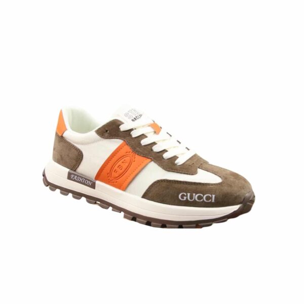 GUCCI MEN'S SNEAKER LOW TOP BROWN AND ORANGE