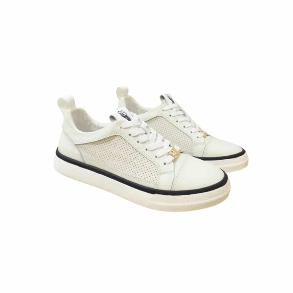 GUCCI MEN’S PLATFORM SNEAKERS LEATHER WHITE WITH BLACK EDGE