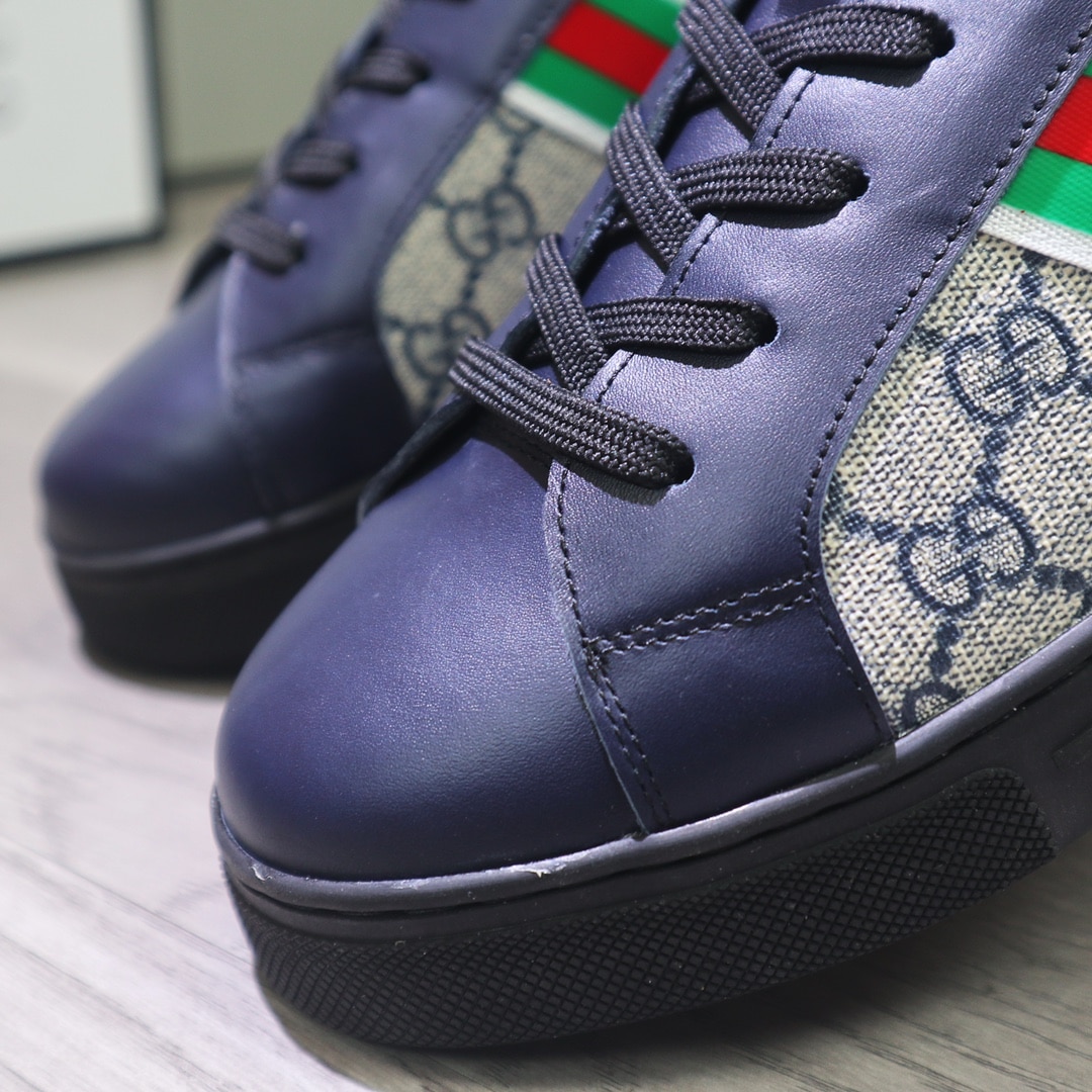 GUCCI GG SUPREME NAVY BLUE SNEAKER GG WITH WEB - Image 4