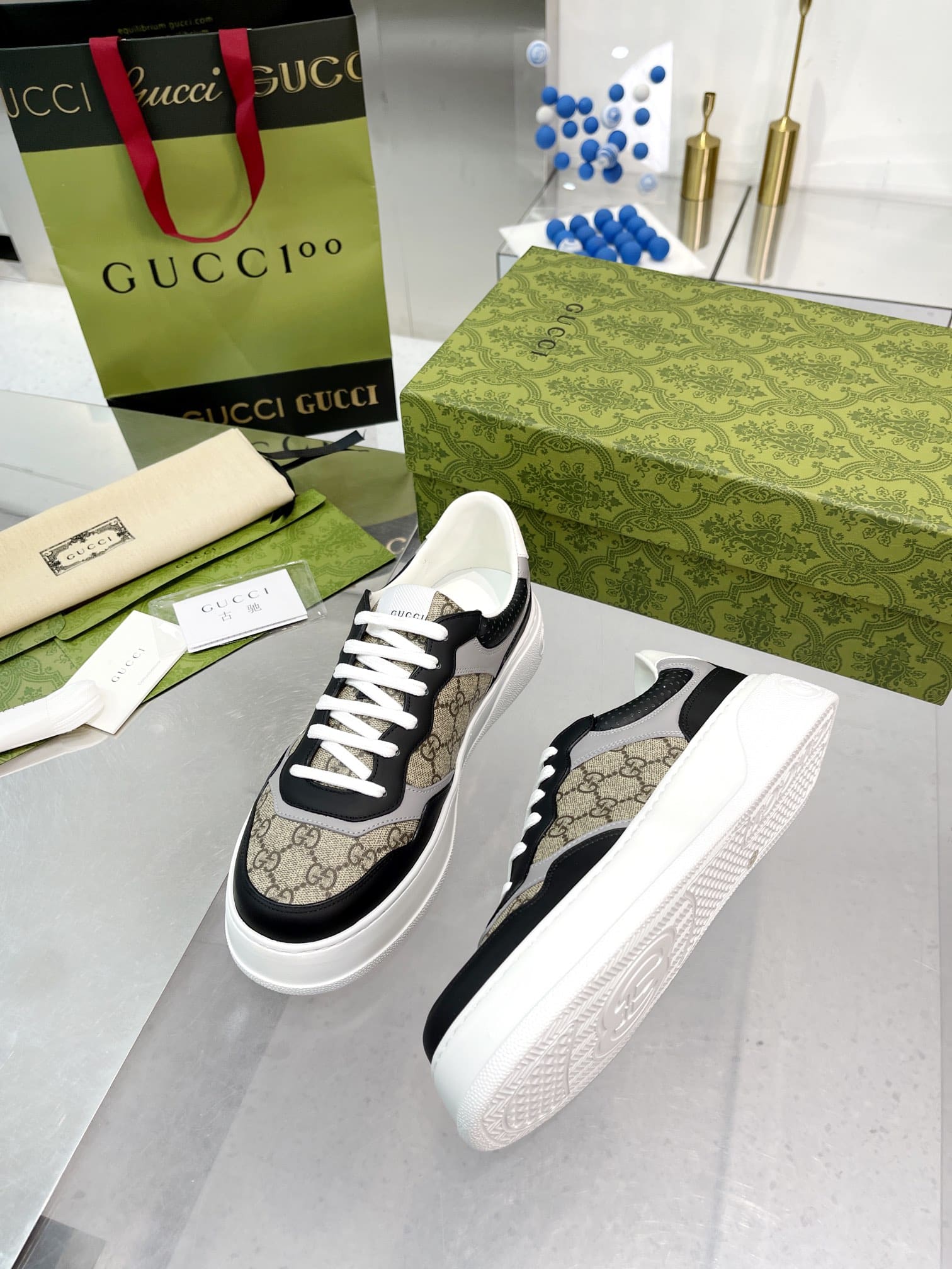 GUCCI MEN'S GG TRAINER SUPREME CANVAS BEIGE 669582 UPGA0 1080 - Image 6