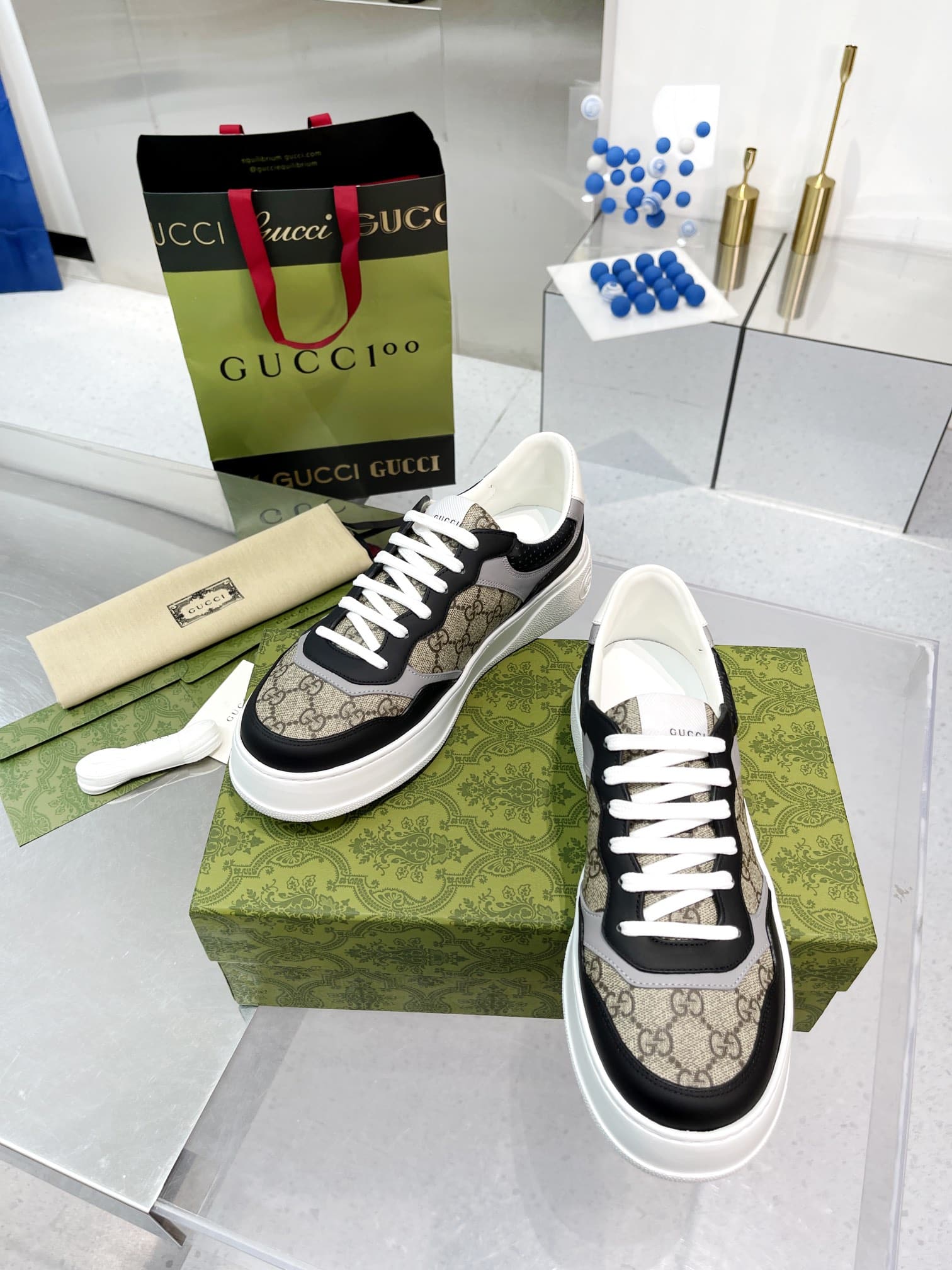 GUCCI MEN'S GG TRAINER SUPREME CANVAS BEIGE 669582 UPGA0 1080 - Image 5