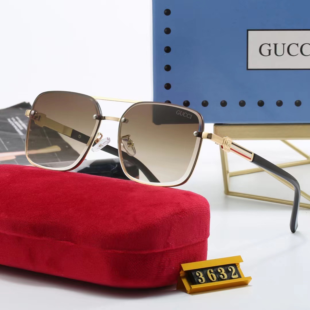 GUCCI SQUARE GRADIENT VINTAGE GOLD METAL SUNGLASSES BROWN - Image 2