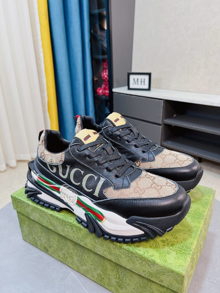GUCCI GC RHYTHON LEATHER SNEAKER BLACK - Image 4
