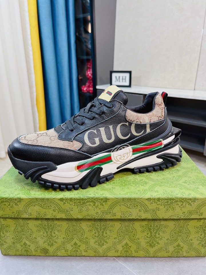 GUCCI GC RHYTHON LEATHER SNEAKER BLACK - Image 2