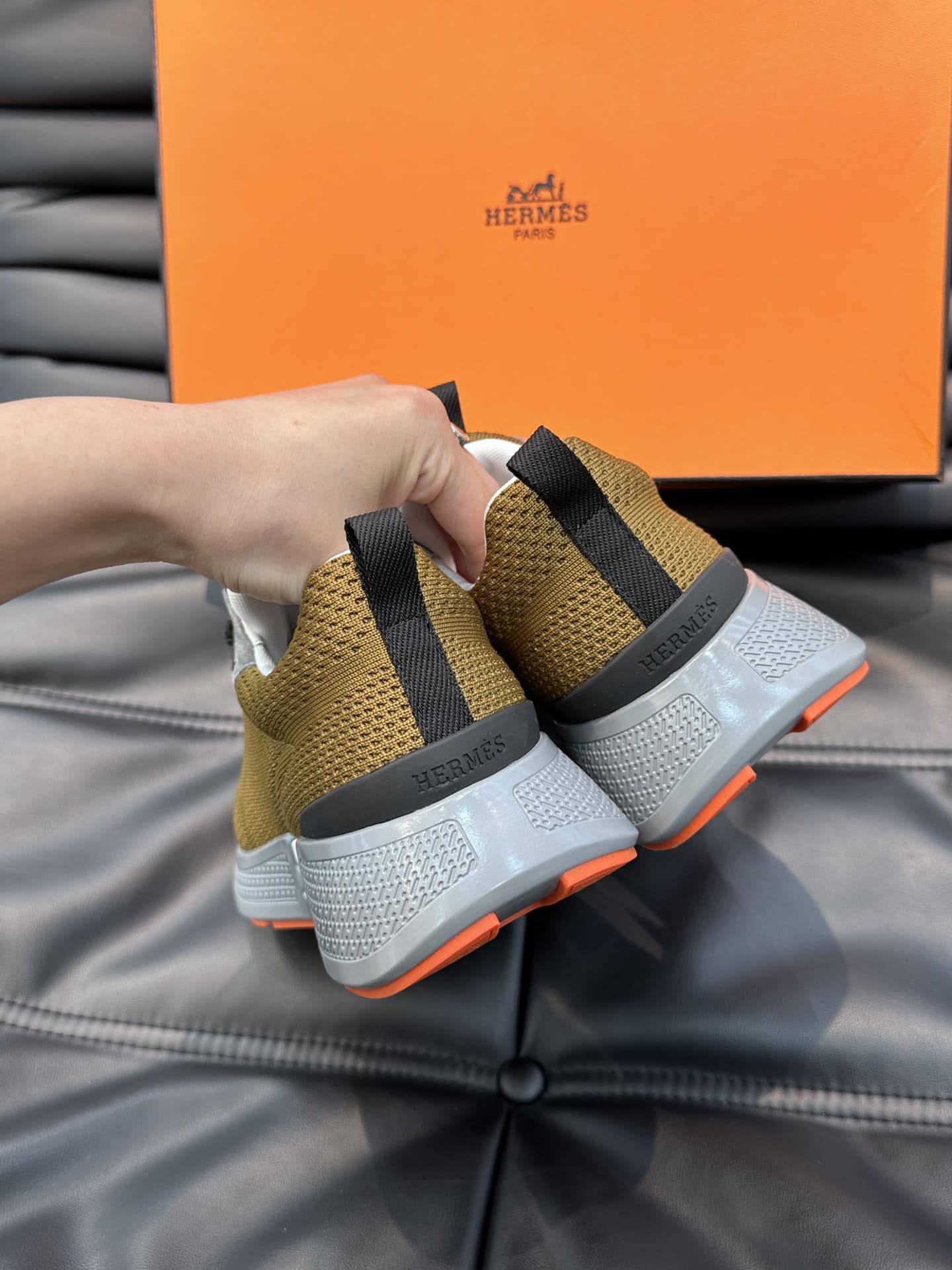 HERMES HEROS SNEAKER KHAKI GRAY H232985ZH1R400 - Image 2