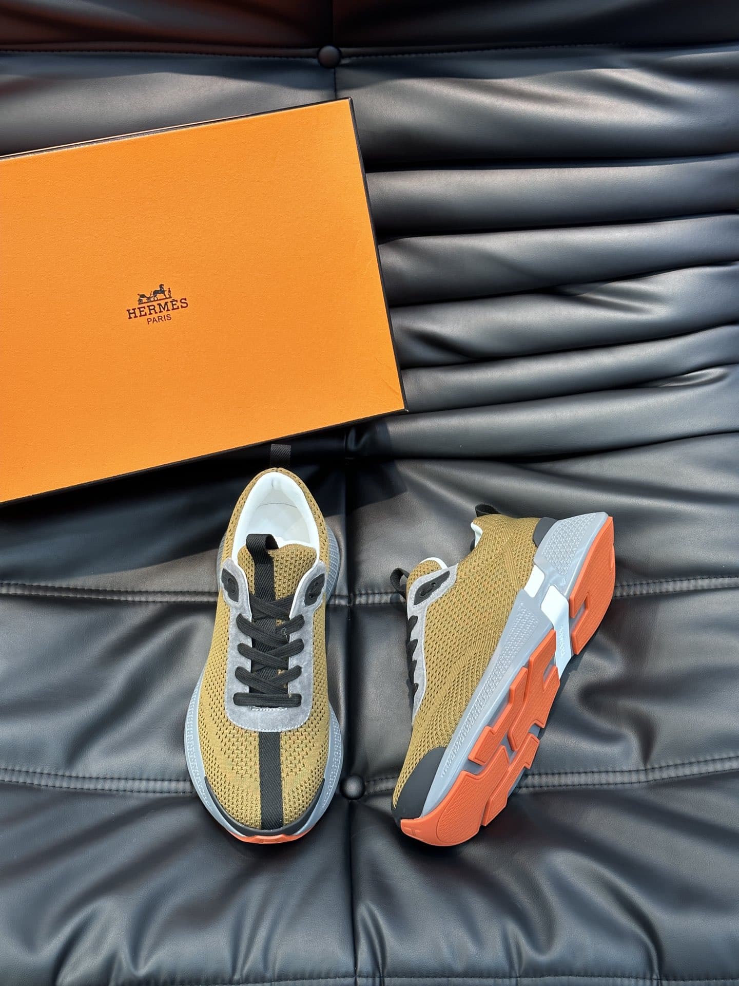 HERMES HEROS SNEAKER KHAKI GRAY H232985ZH1R400 - Image 6