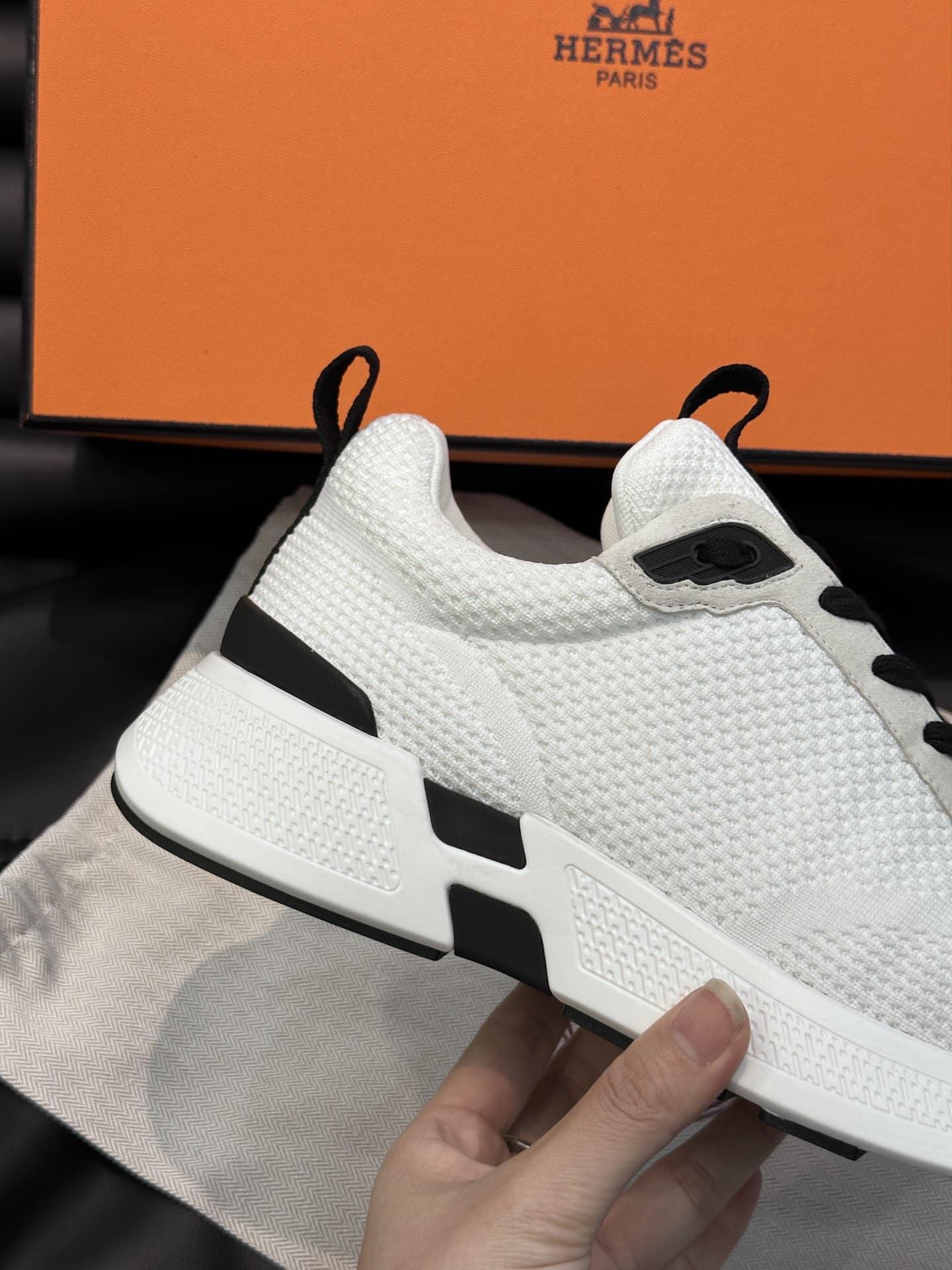 HERMES HEROS SNEAKER BLACK WHITE H232985ZH90400 - Image 4