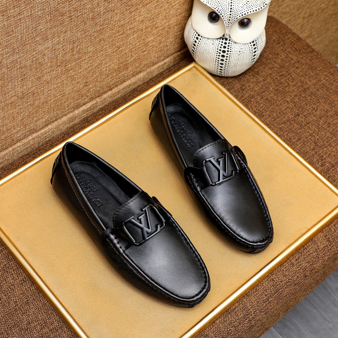 LOUIS VUITTON LOAFER MATTE LEATHER WITH LV LOGO IN BLACK - Image 2