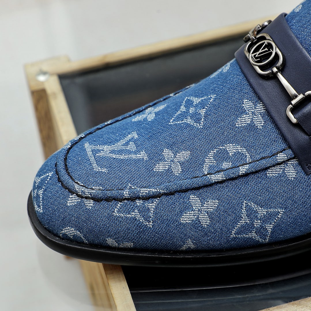 LOUIS VUITTON SOULIERS CLUB LOAFERS BLUE MONOGRAM DENIM - Image 4
