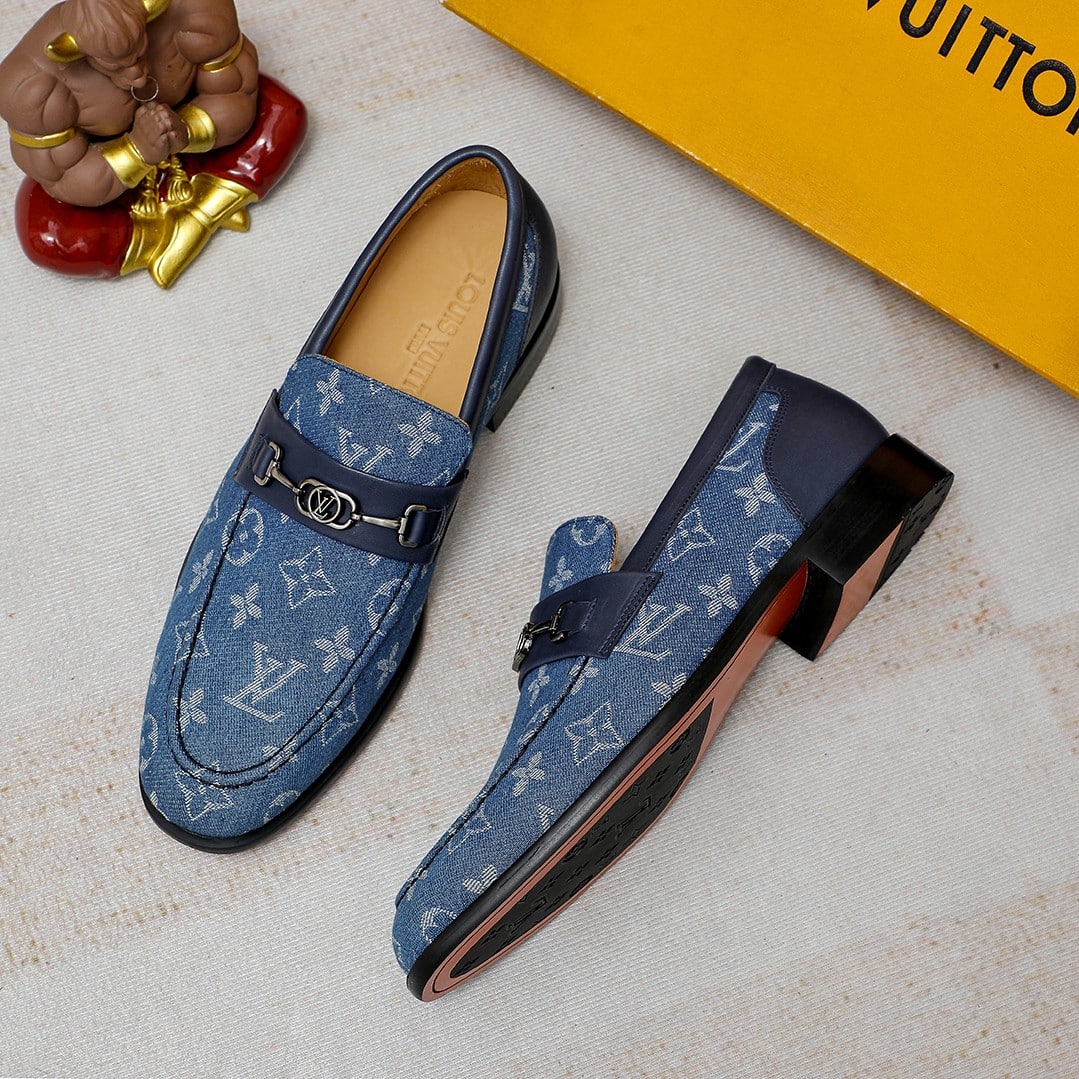 LOUIS VUITTON SOULIERS CLUB LOAFERS BLUE MONOGRAM DENIM - Image 6