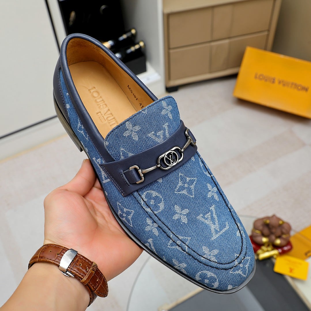 LOUIS VUITTON SOULIERS CLUB LOAFERS BLUE MONOGRAM DENIM - Image 7