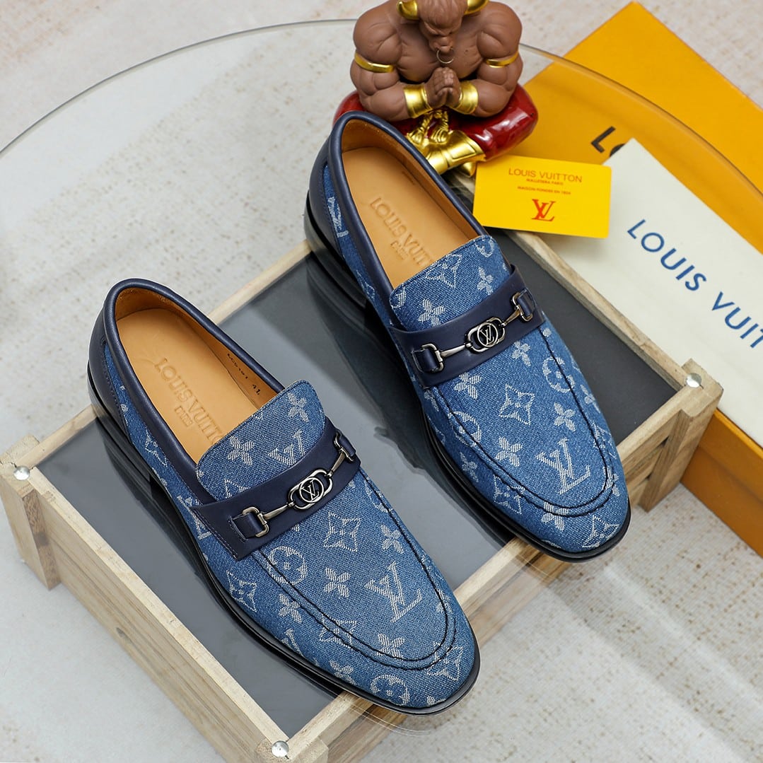 LOUIS VUITTON SOULIERS CLUB LOAFERS BLUE MONOGRAM DENIM - Image 8