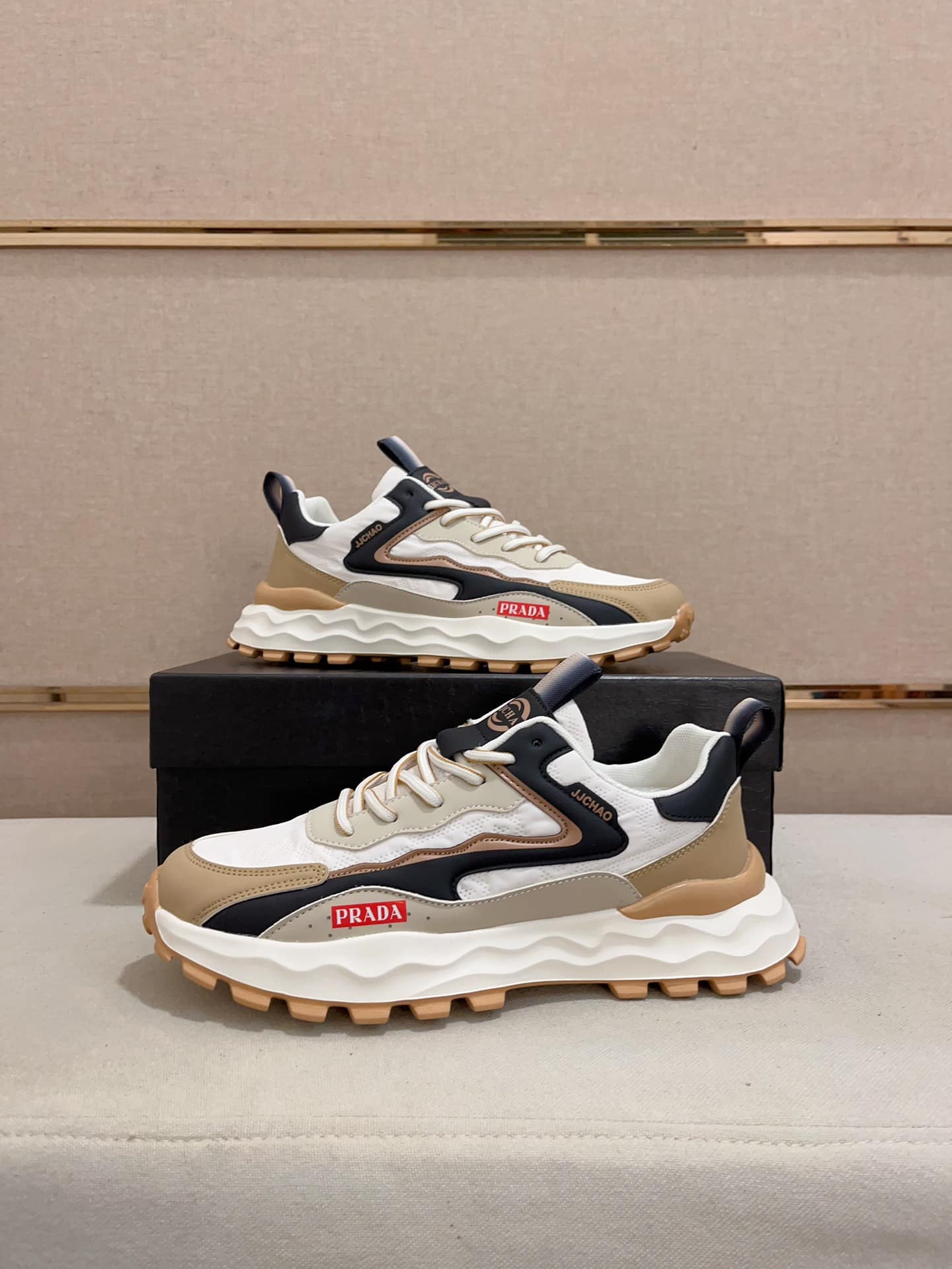PRADA COLORBLOCK SNEAKERS WITH LOGO BEIGE - Image 5