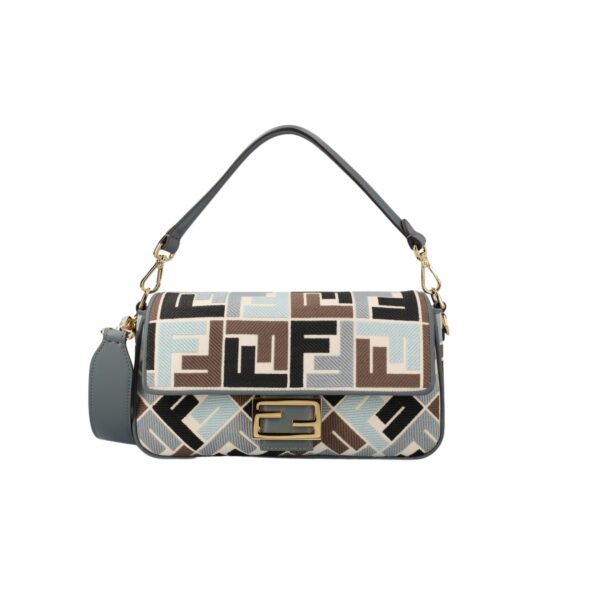 FENDI BAGUETTE FF EMBROIDERED SHOULDER BAG MULTICOLOR 26CM