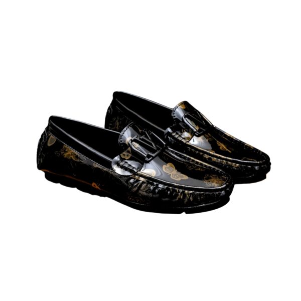 LOUIS VUITTON LOAFER POLISH LEATHER WITH BUTTERFLY PATTERN IN BLACK
