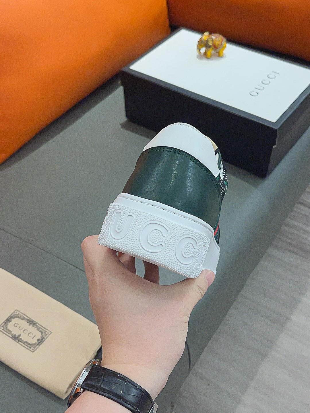 GUCCI SCREENER GG HIGH TOP SNEAKER LEATHER IN GREEN - Image 7