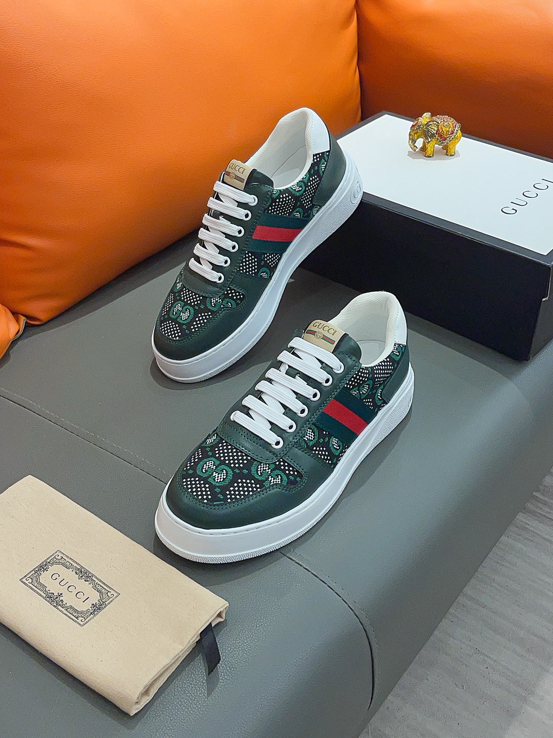 GUCCI SCREENER GG HIGH TOP SNEAKER LEATHER IN GREEN - Image 2