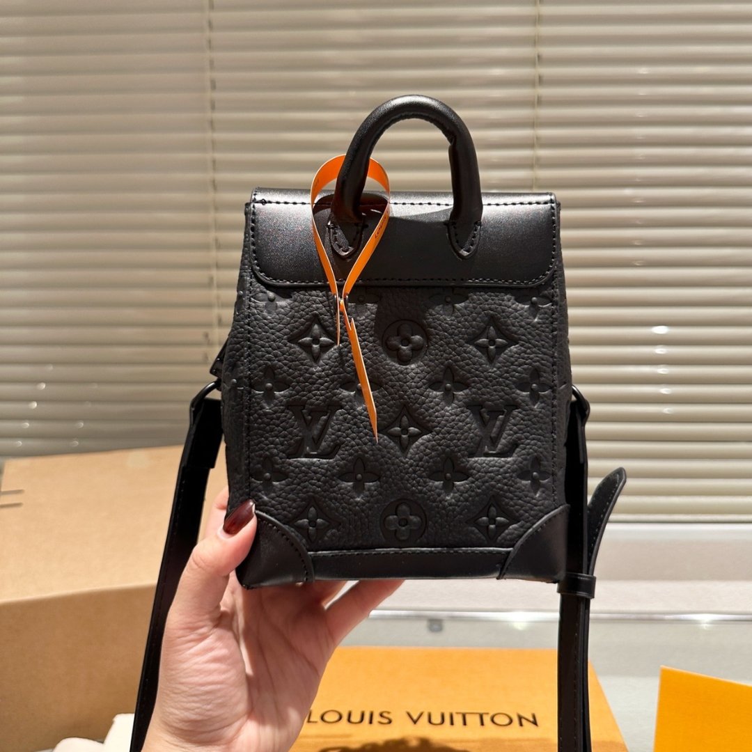 LOUIS VUITTON NANO STEAMER BAG TAURILLON MONOGRAM BLACK 14CM M82772 - Image 6