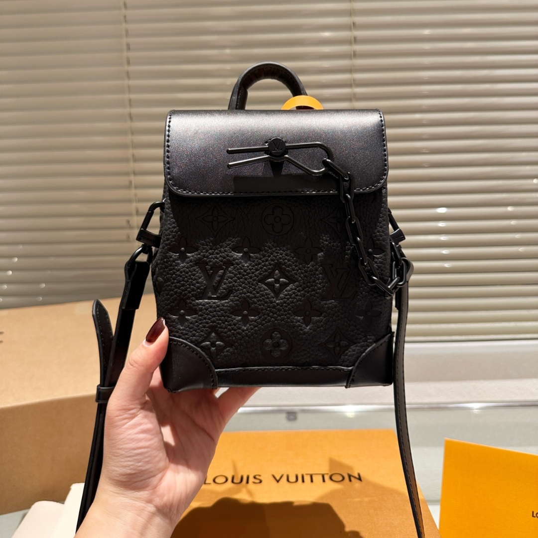 LOUIS VUITTON NANO STEAMER BAG TAURILLON MONOGRAM BLACK 14CM M82772 - Image 7