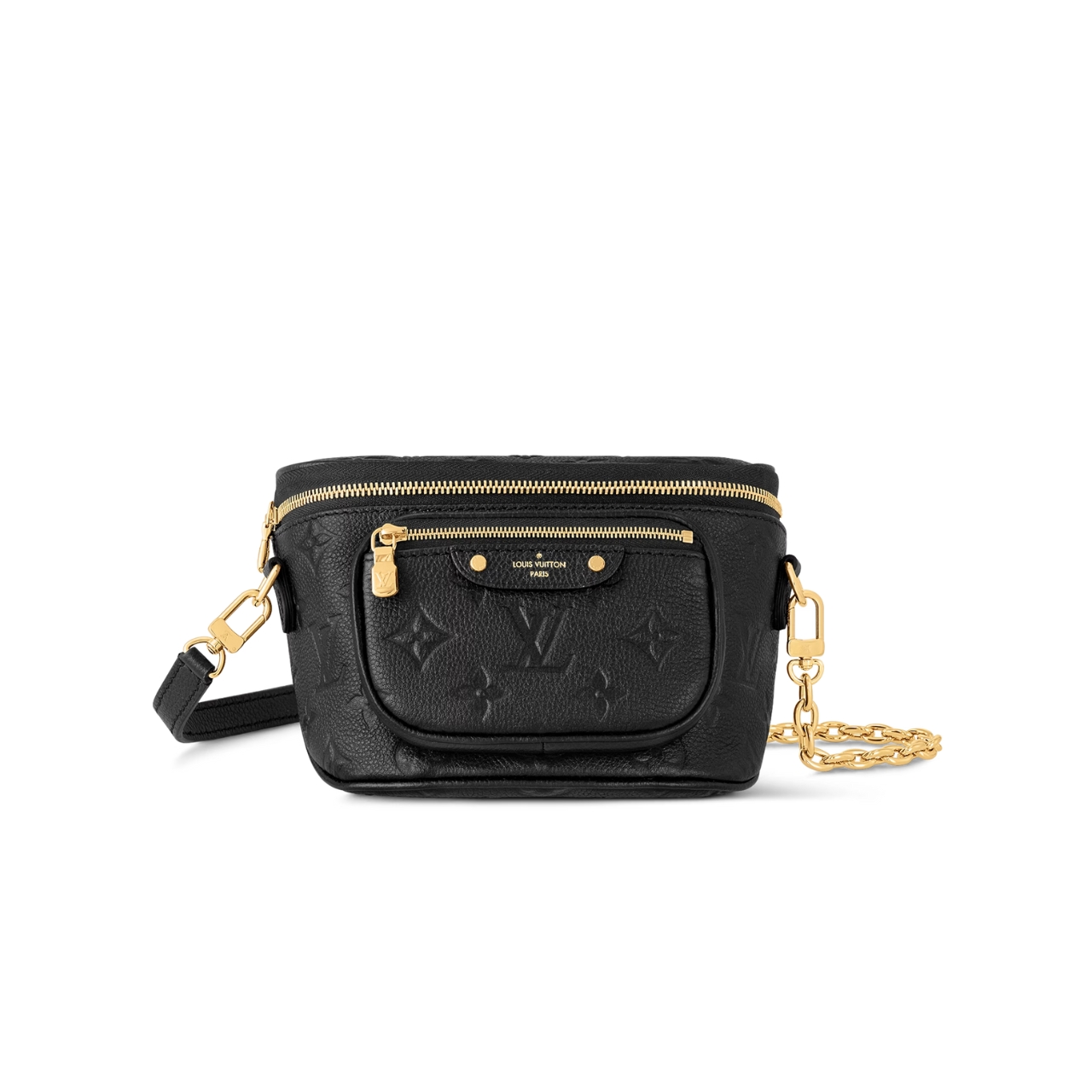 LOUIS VUITTON MINI BUMBAG BLACK MONOGRAM EMPREINTE 17CM M46917