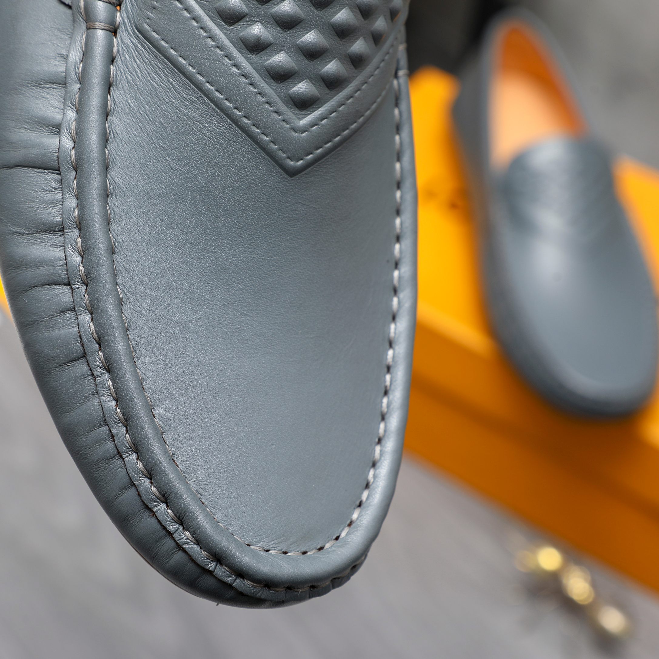 LOUIS VUITTON LOAFERS EMBOSSED LEATHER MOCCASIN INDIGO BLUE - Image 7